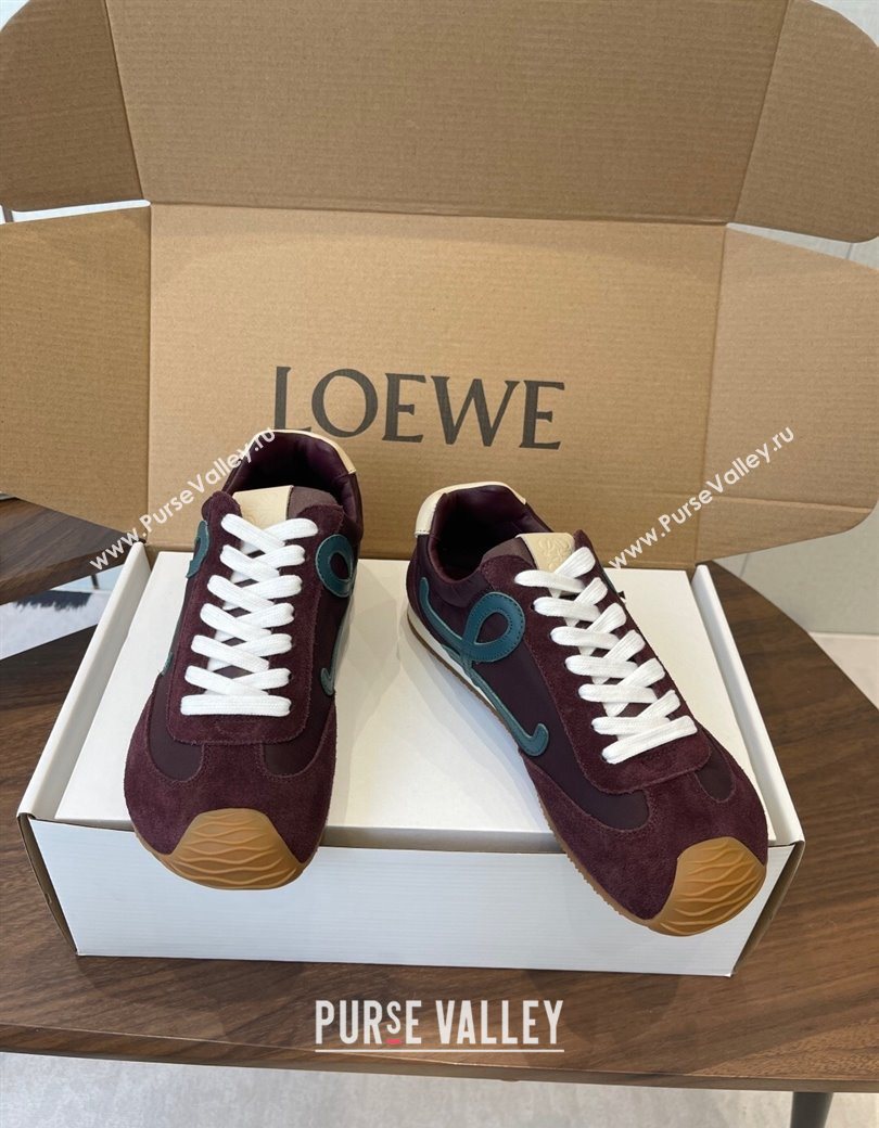 Loewe Ballet Runner 2.0 Sneakers in Nylon and Suede Brown/Green 2025 1210 (KL-251210046)