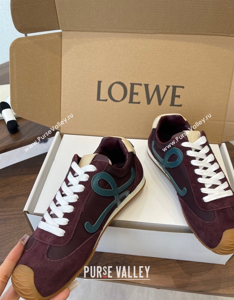 Loewe Ballet Runner 2.0 Sneakers in Nylon and Suede Brown/Green 2025 1210 (KL-251210046)