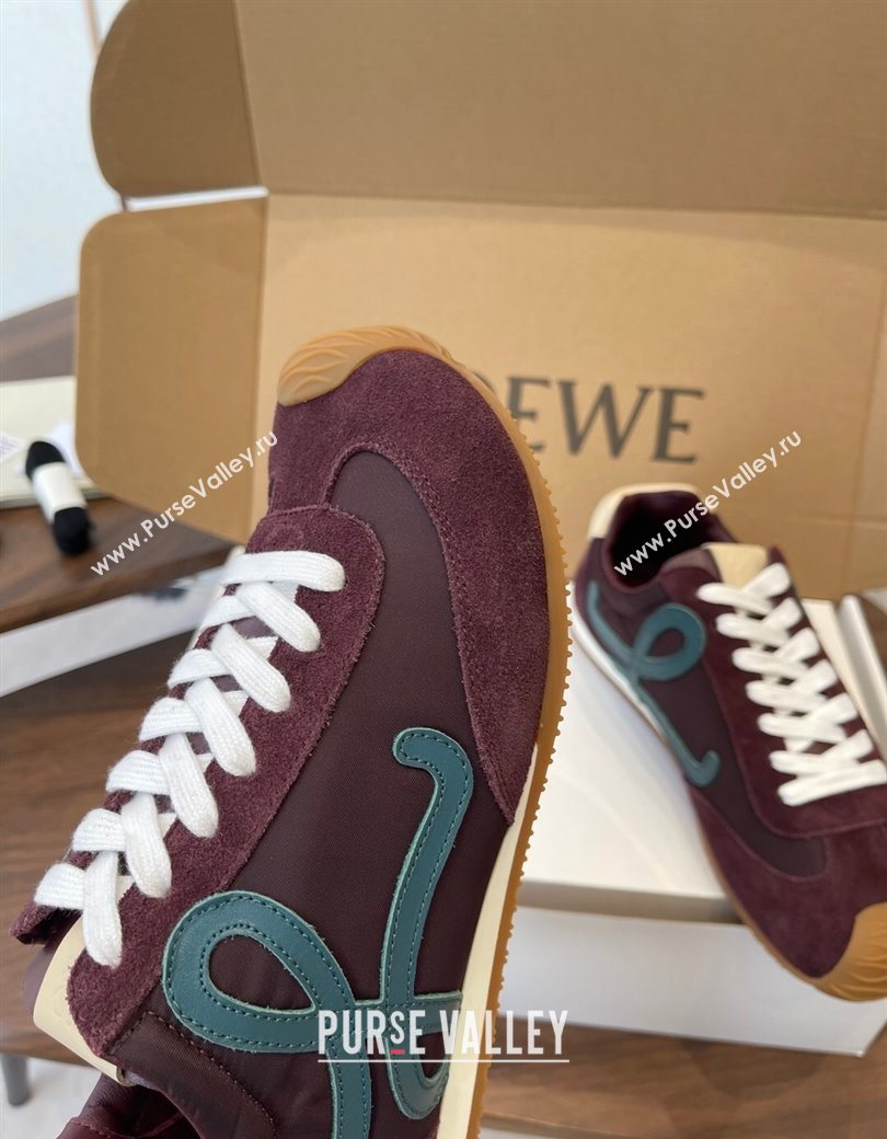 Loewe Ballet Runner 2.0 Sneakers in Nylon and Suede Brown/Green 2025 1210 (KL-251210046)