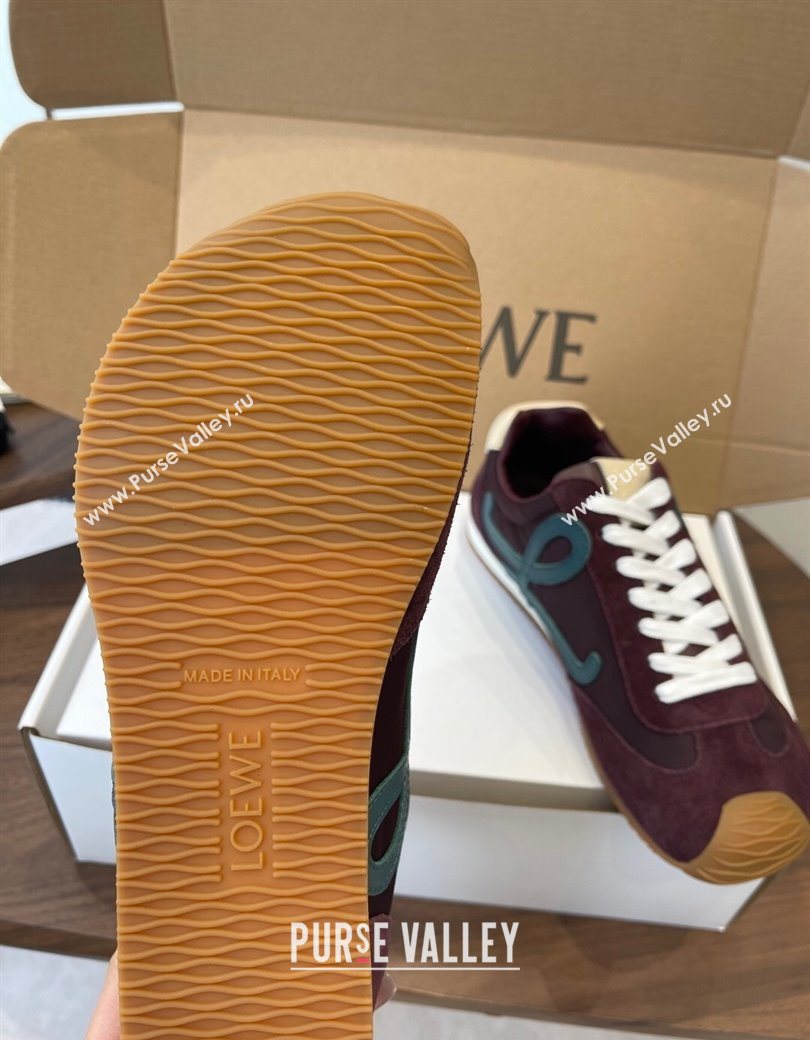 Loewe Ballet Runner 2.0 Sneakers in Nylon and Suede Brown/Green 2025 1210 (KL-251210046)