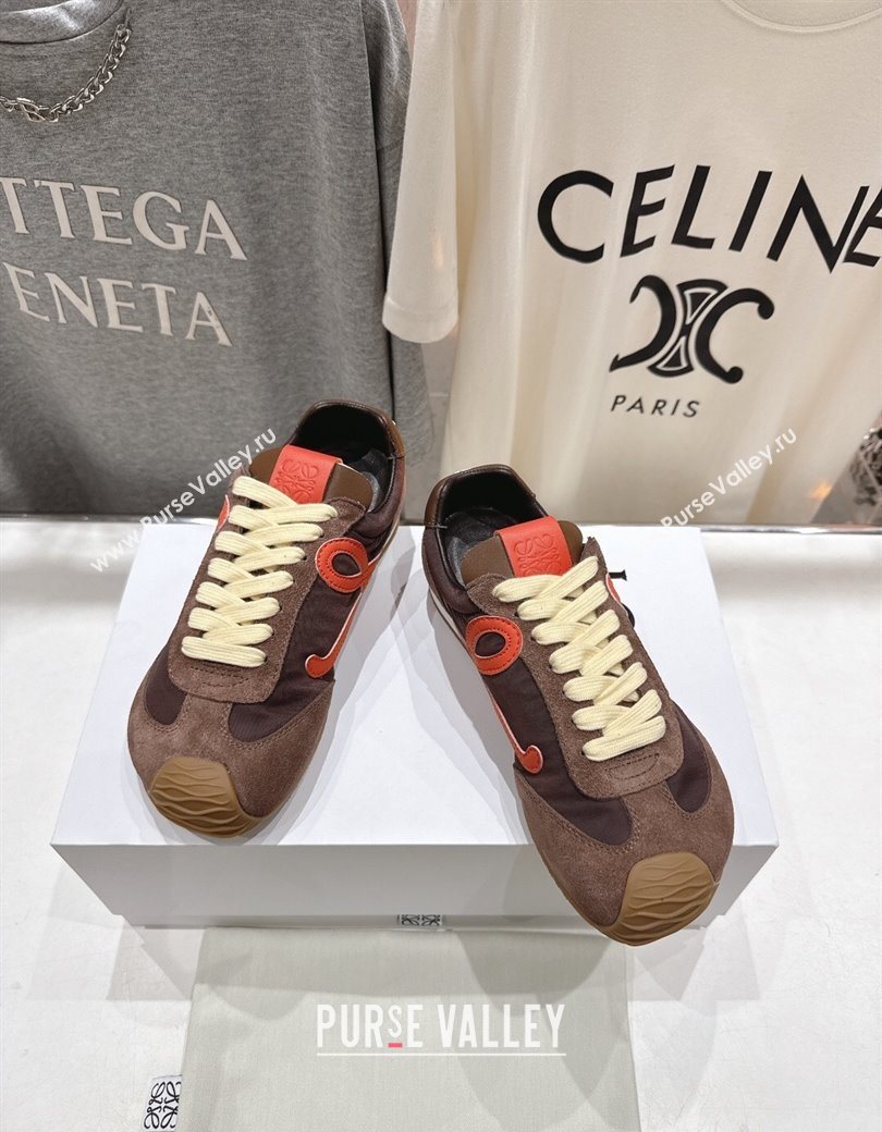 Loewe Ballet Runner 2.0 Sneakers in Nylon and Suede Brown/Orange 2025 (KL-251210049)