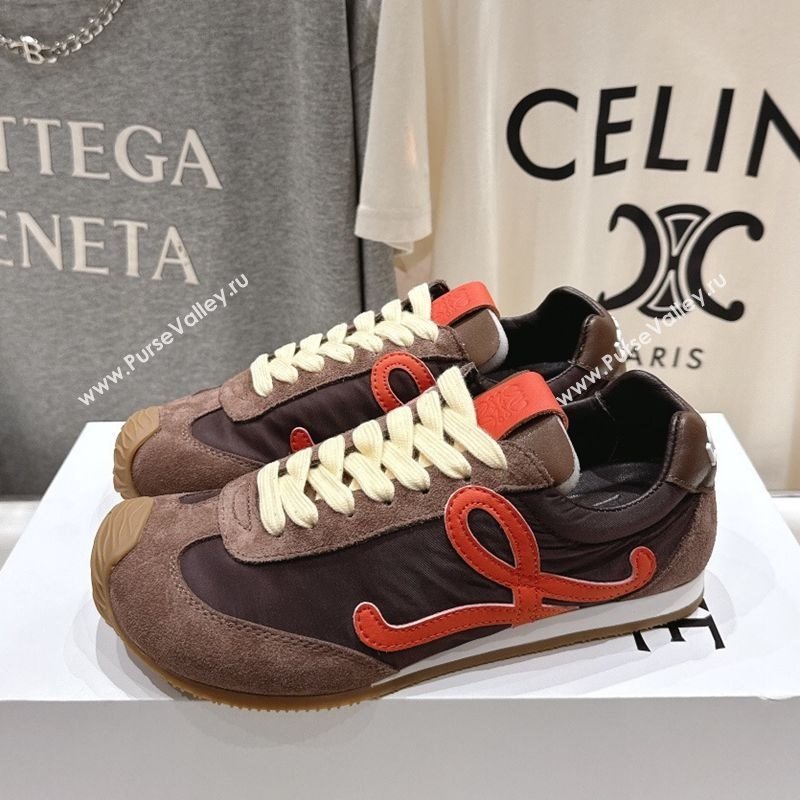 Loewe Ballet Runner 2.0 Sneakers in Nylon and Suede Brown/Orange 2025 (KL-251210049)