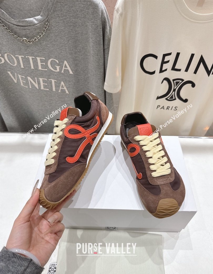 Loewe Ballet Runner 2.0 Sneakers in Nylon and Suede Brown/Orange 2025 (KL-251210049)