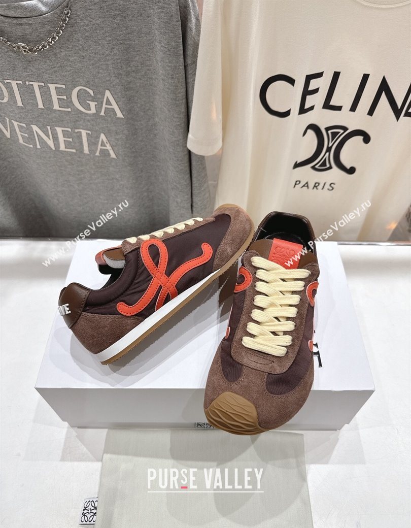 Loewe Ballet Runner 2.0 Sneakers in Nylon and Suede Brown/Orange 2025 (KL-251210049)