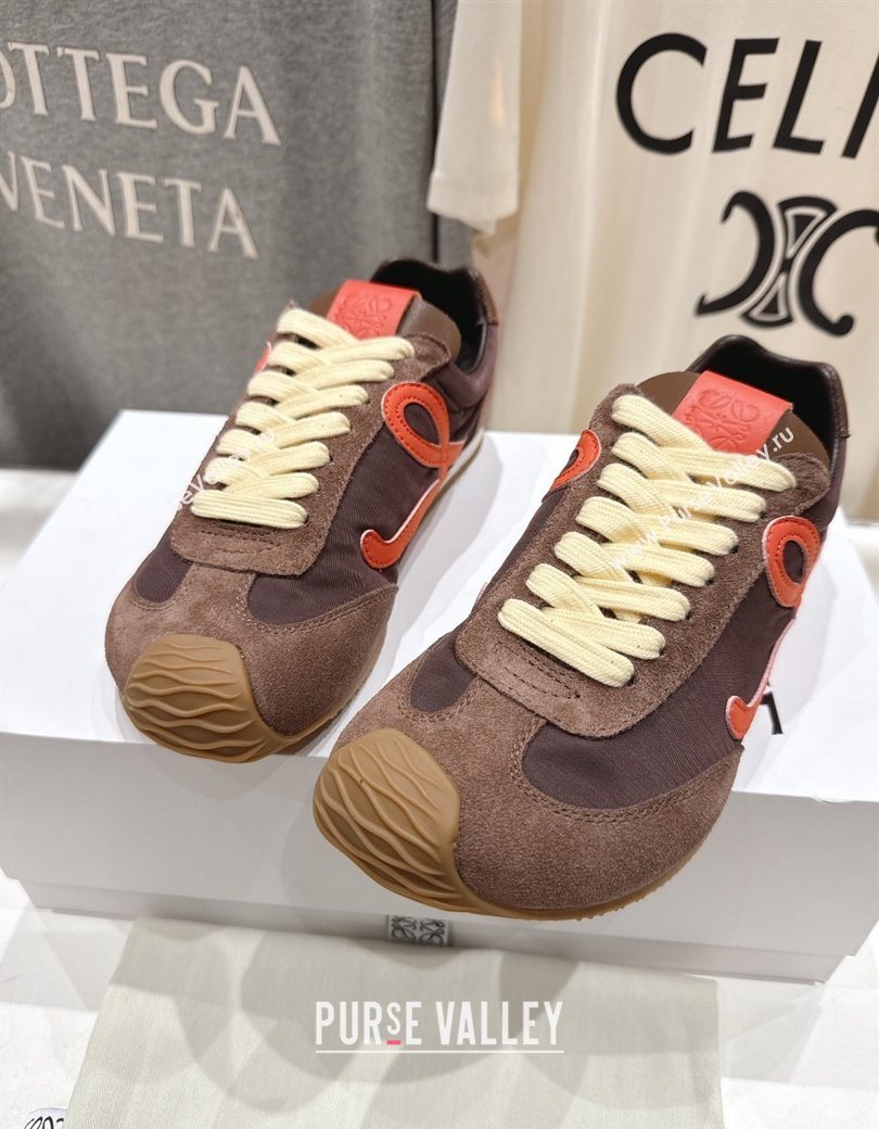 Loewe Ballet Runner 2.0 Sneakers in Nylon and Suede Brown/Orange 2025 (KL-251210049)