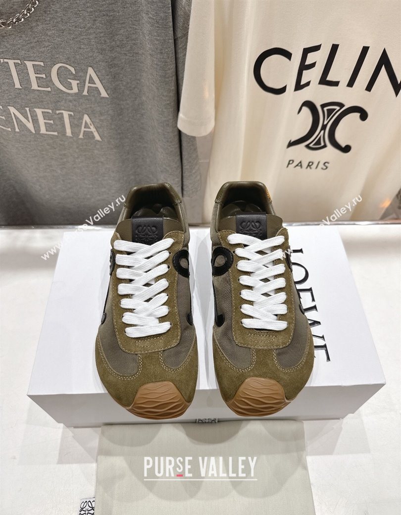 Loewe Ballet Runner 2.0 Sneakers in Nylon and Suede Green/Black 2025 (KL-251210050)