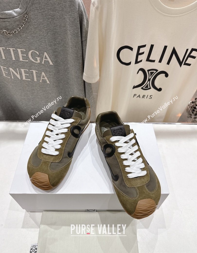 Loewe Ballet Runner 2.0 Sneakers in Nylon and Suede Green/Black 2025 (KL-251210050)
