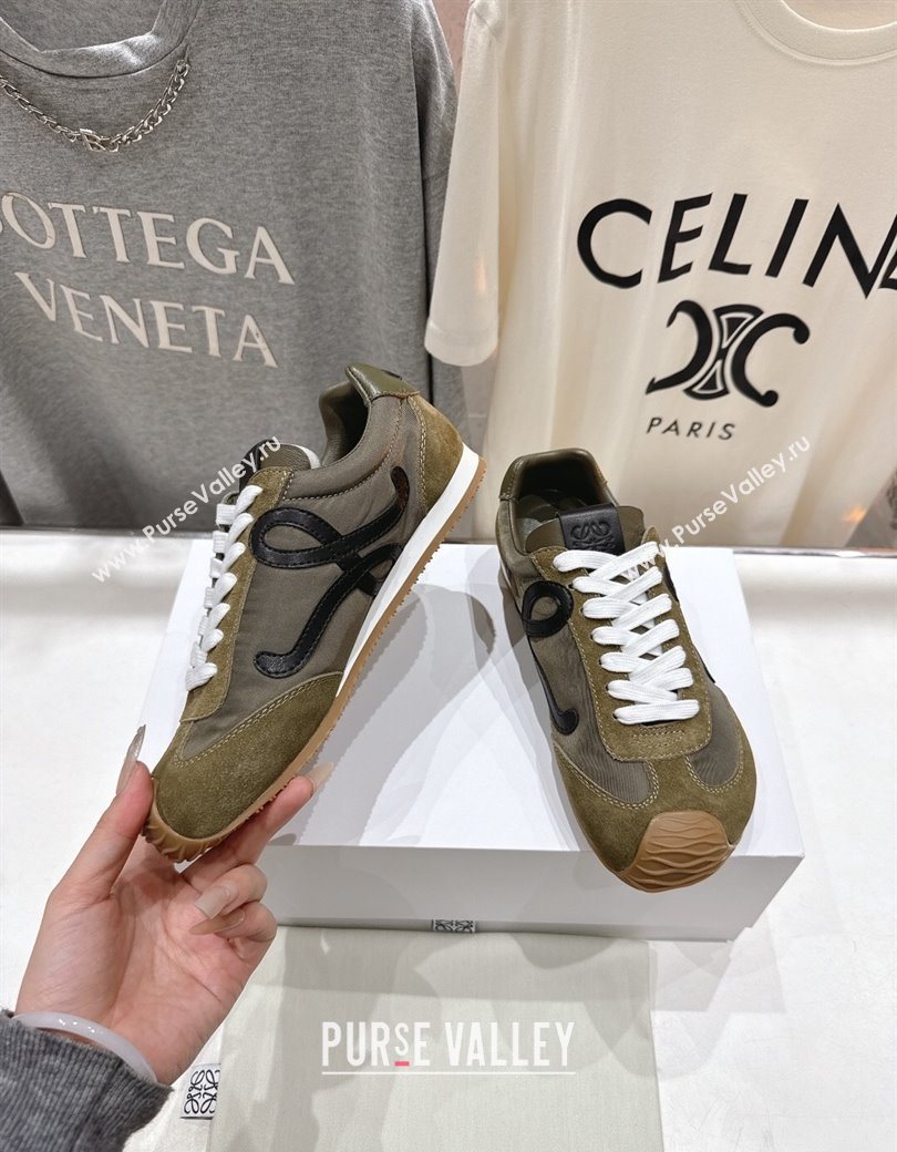 Loewe Ballet Runner 2.0 Sneakers in Nylon and Suede Green/Black 2025 (KL-251210050)