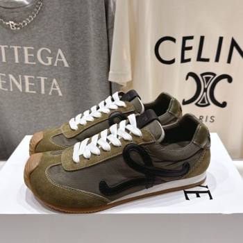 Loewe Ballet Runner 2.0 Sneakers in Nylon and Suede Green/Black 2025 (KL-251210050)