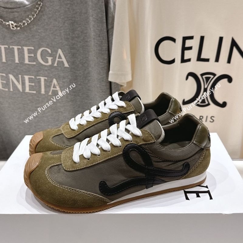 Loewe Ballet Runner 2.0 Sneakers in Nylon and Suede Green/Black 2025 (KL-251210050)
