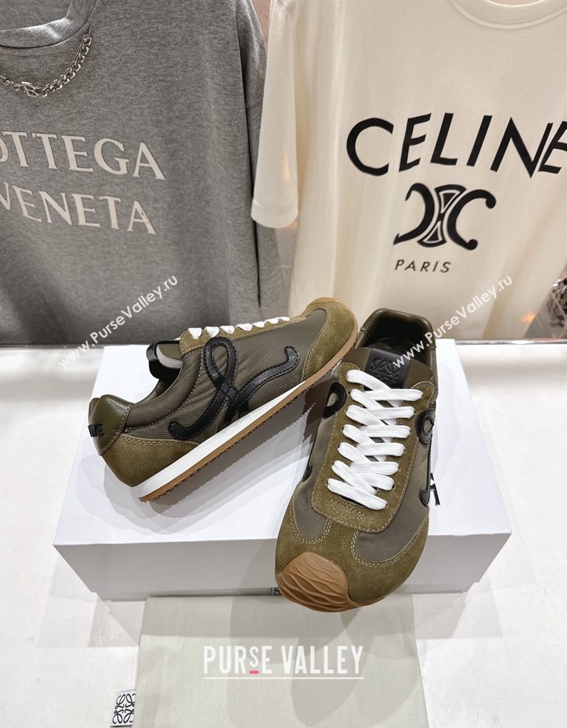 Loewe Ballet Runner 2.0 Sneakers in Nylon and Suede Green/Black 2025 (KL-251210050)