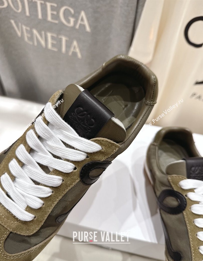 Loewe Ballet Runner 2.0 Sneakers in Nylon and Suede Green/Black 2025 (KL-251210050)