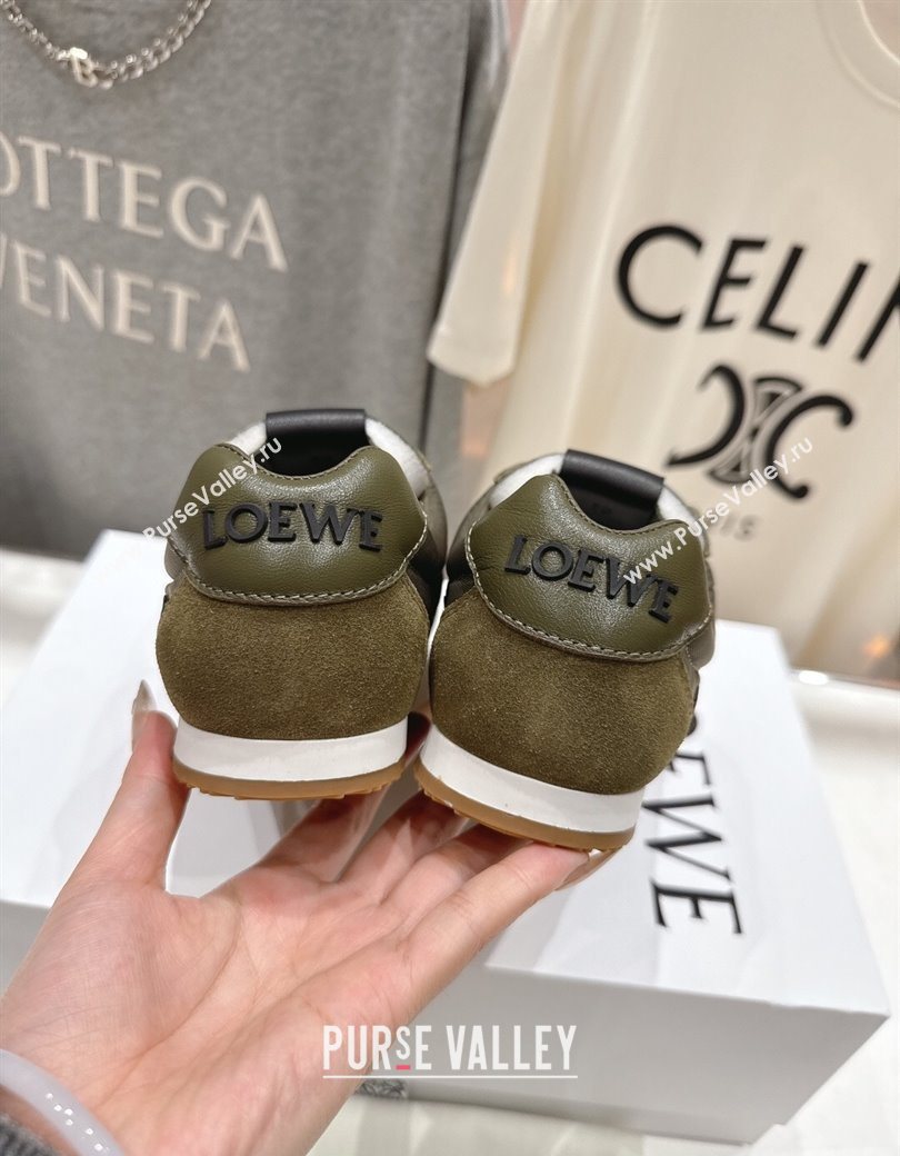 Loewe Ballet Runner 2.0 Sneakers in Nylon and Suede Green/Black 2025 (KL-251210050)