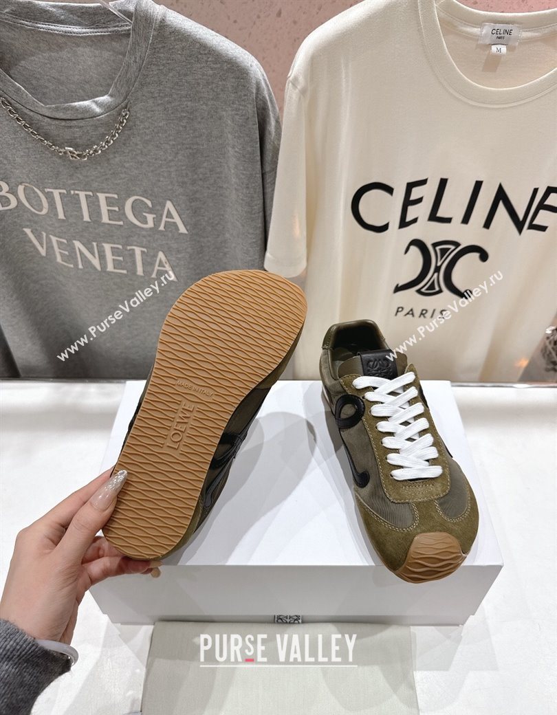 Loewe Ballet Runner 2.0 Sneakers in Nylon and Suede Green/Black 2025 (KL-251210050)