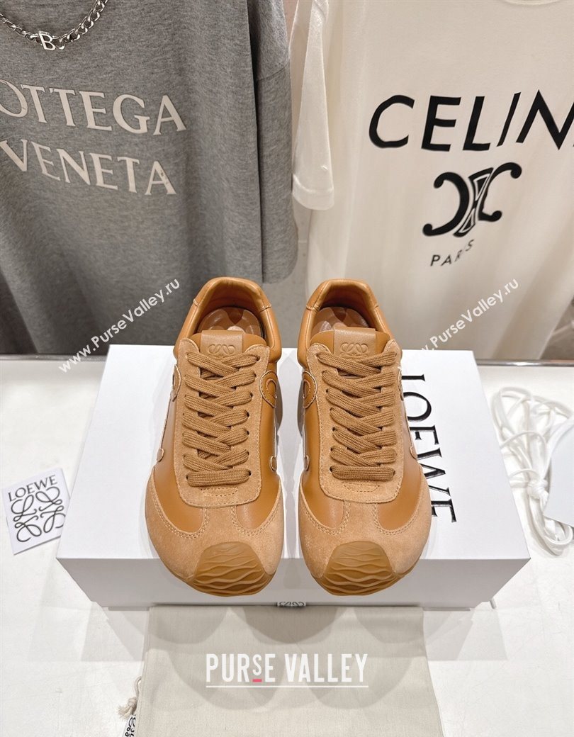 Loewe Ballet Runner 2.0 Sneakers in Leather and Suede Light Brown 2025 (KL-251210051)