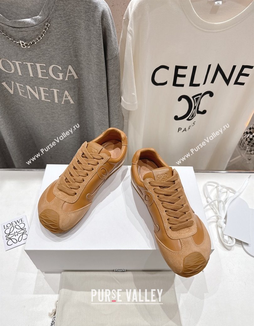 Loewe Ballet Runner 2.0 Sneakers in Leather and Suede Light Brown 2025 (KL-251210051)