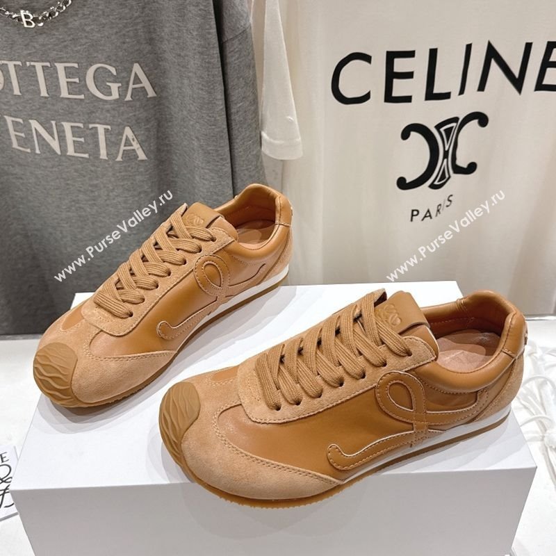 Loewe Ballet Runner 2.0 Sneakers in Leather and Suede Light Brown 2025 (KL-251210051)