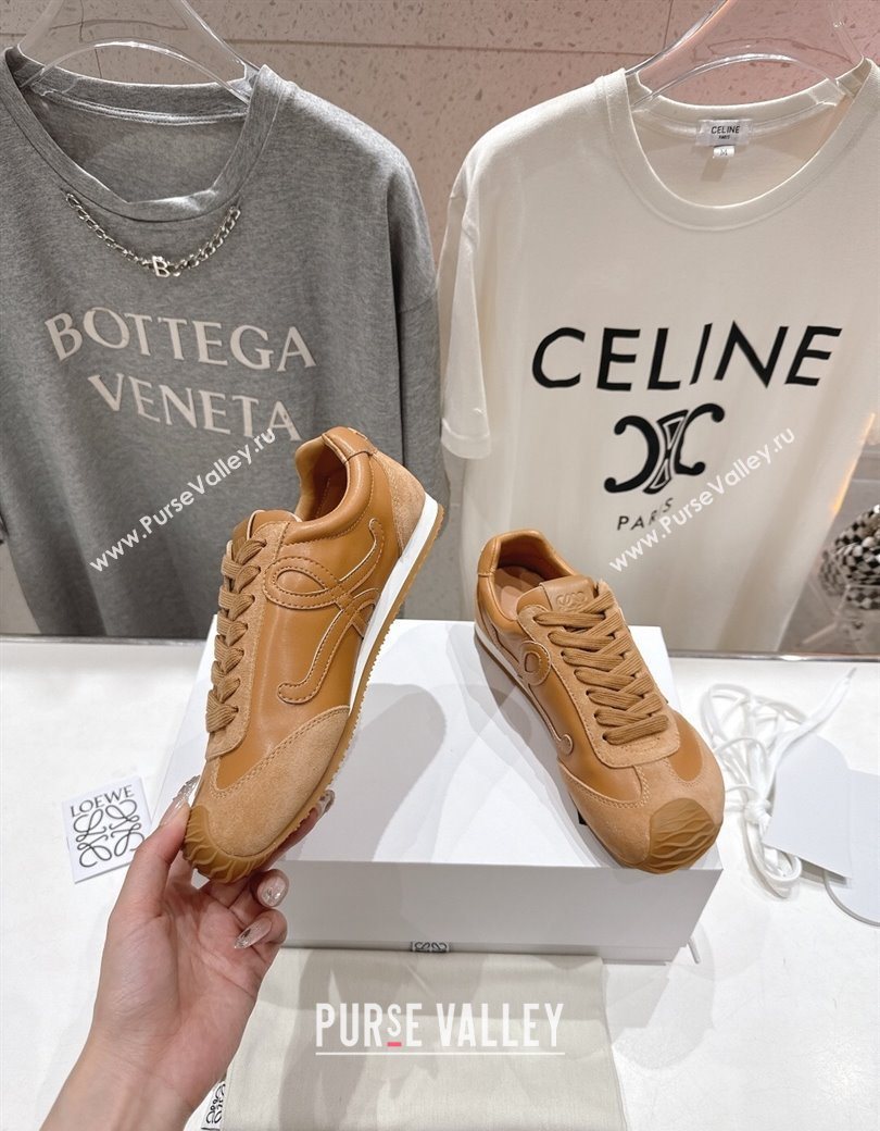 Loewe Ballet Runner 2.0 Sneakers in Leather and Suede Light Brown 2025 (KL-251210051)