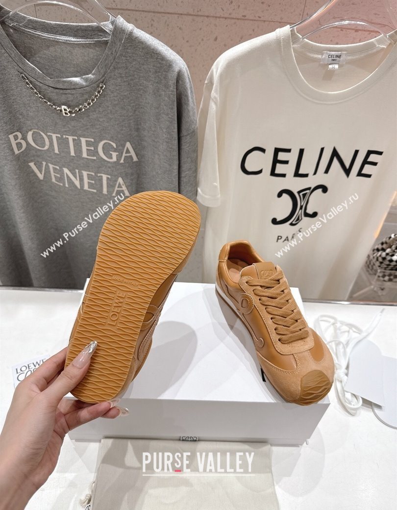 Loewe Ballet Runner 2.0 Sneakers in Leather and Suede Light Brown 2025 (KL-251210051)