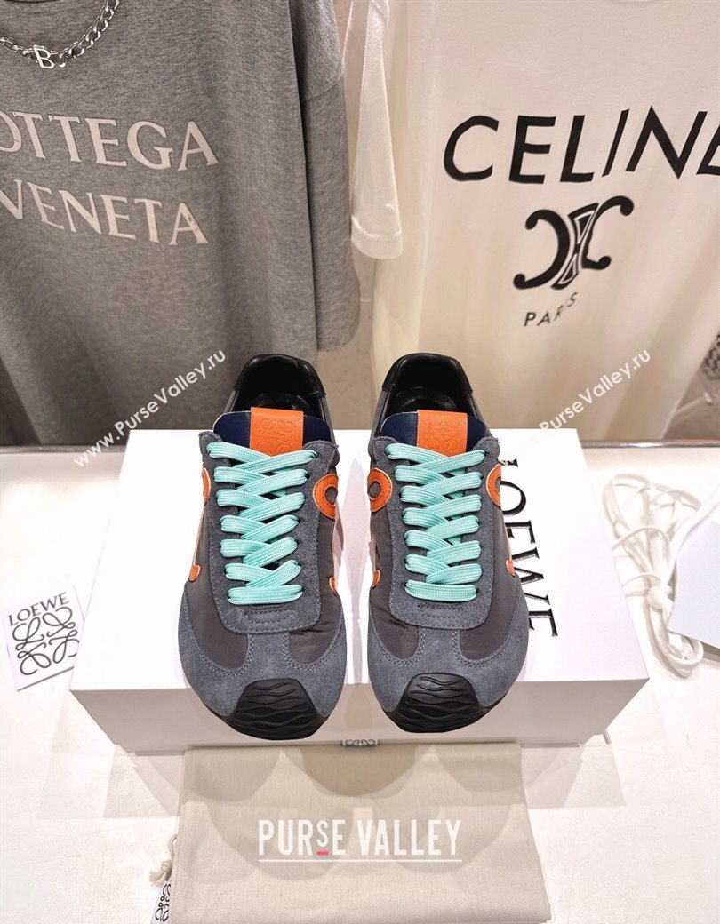 Loewe Ballet Runner 2.0 Sneakers in Nylon and Suede Grey/Orange 2025 (KL-251210054)