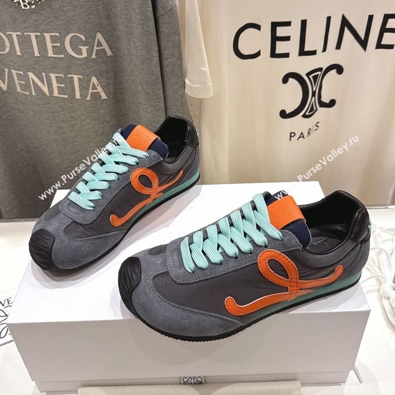 Loewe Ballet Runner 2.0 Sneakers in Nylon and Suede Grey/Orange 2025 (KL-251210054)