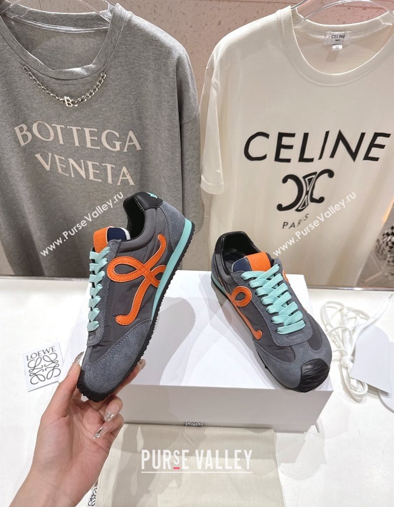 Loewe Ballet Runner 2.0 Sneakers in Nylon and Suede Grey/Orange 2025 (KL-251210054)