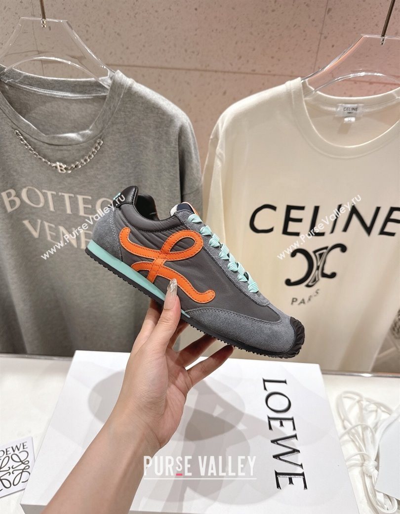 Loewe Ballet Runner 2.0 Sneakers in Nylon and Suede Grey/Orange 2025 (KL-251210054)
