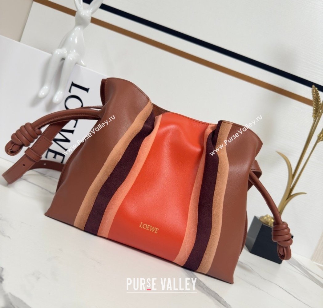 Loewe Medium Flamenco clutch bag Landscape in nappa calfskin leather Pecan Brown/Parrot Pink 2026 262585 (YY-260121067)