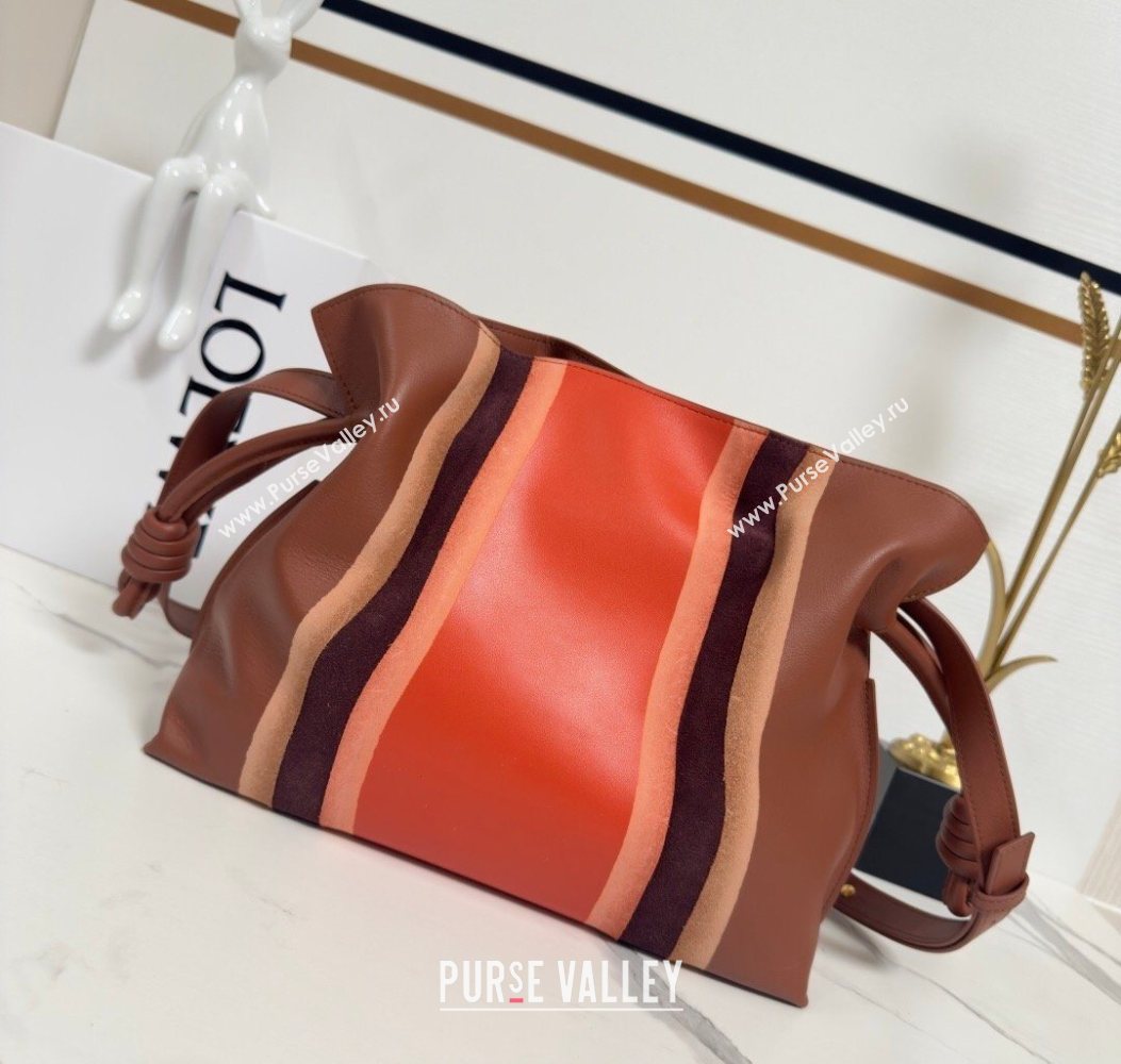 Loewe Medium Flamenco clutch bag Landscape in nappa calfskin leather Pecan Brown/Parrot Pink 2026 262585 (YY-260121067)