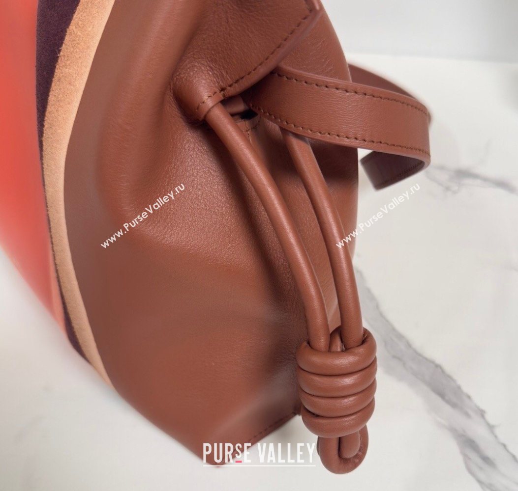 Loewe Medium Flamenco clutch bag Landscape in nappa calfskin leather Pecan Brown/Parrot Pink 2026 262585 (YY-260121067)