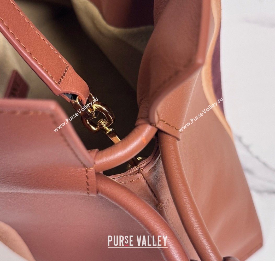 Loewe Medium Flamenco clutch bag Landscape in nappa calfskin leather Pecan Brown/Parrot Pink 2026 262585 (YY-260121067)