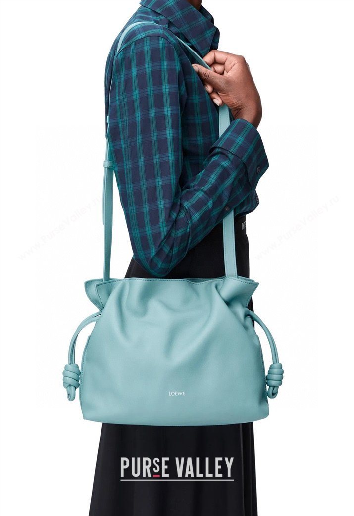 Loewe Flamenco Medium Clutch in Nappa Calfskin Leather Water Blue 2026 262386 (Ys-260121068)