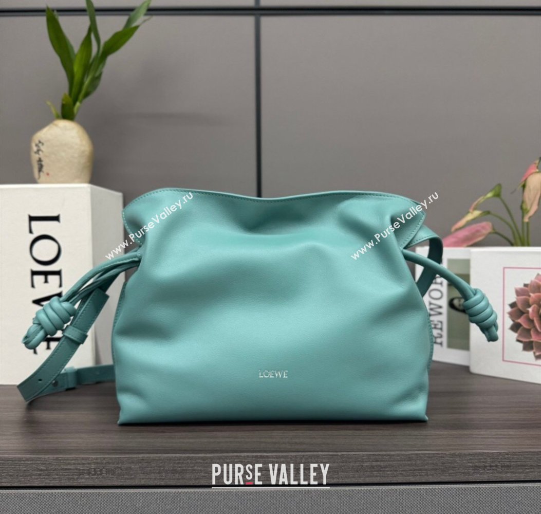 Loewe Flamenco Medium Clutch in Nappa Calfskin Leather Water Blue 2026 262386 (Ys-260121068)