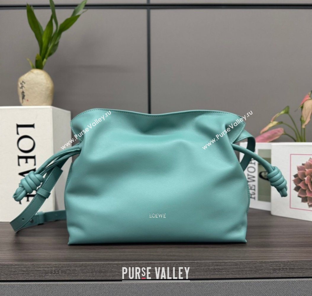 Loewe Flamenco Medium Clutch in Nappa Calfskin Leather Water Blue 2026 262386 (Ys-260121068)