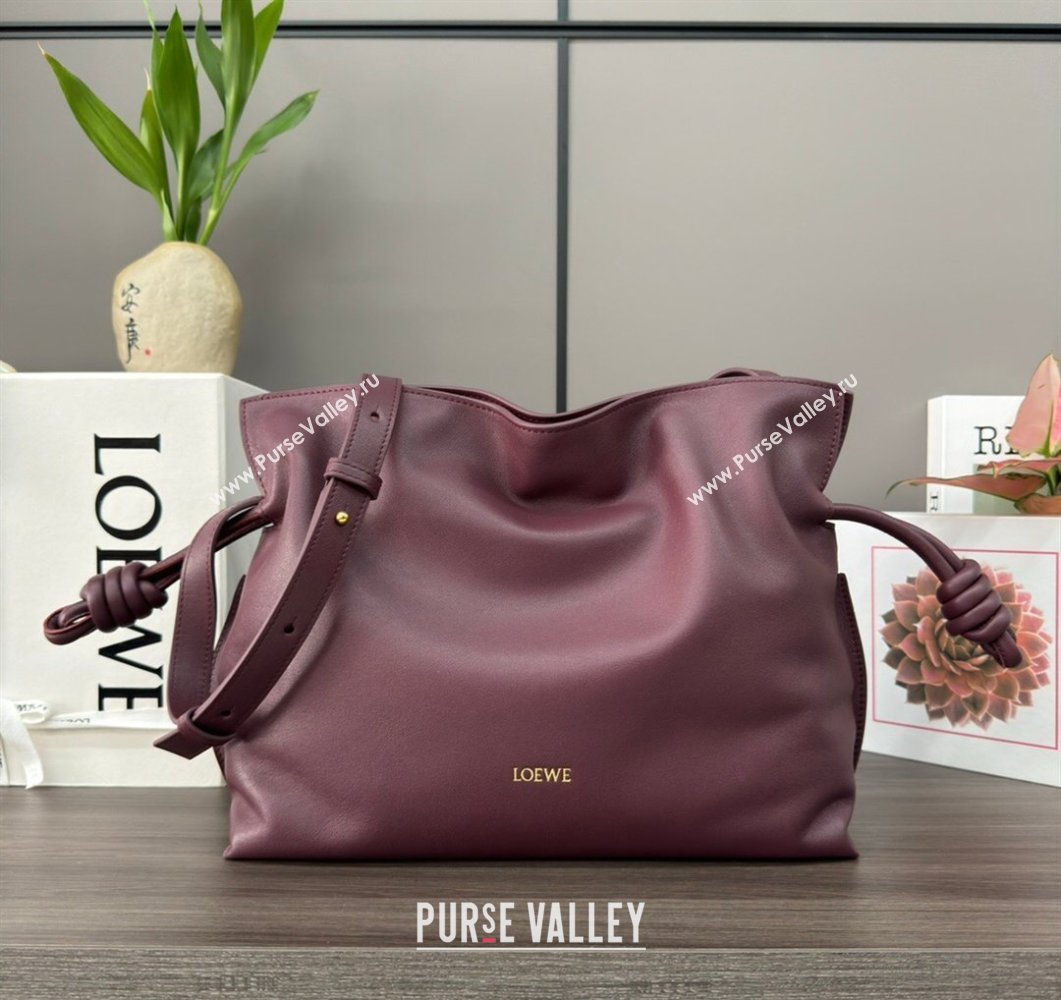 Loewe Flamenco Medium Clutch in Nappa Calfskin Leather Dark Burgundy 2026 262386 (Ys-260121075)