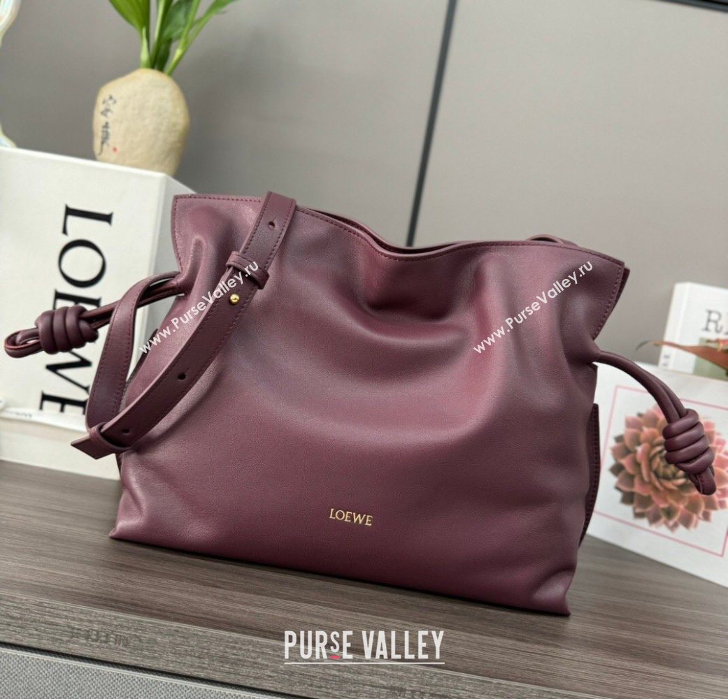 Loewe Flamenco Medium Clutch in Nappa Calfskin Leather Dark Burgundy 2026 262386 (Ys-260121075)