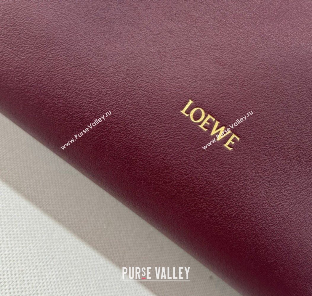 Loewe Flamenco Medium Clutch in Nappa Calfskin Leather Dark Burgundy 2026 262386 (Ys-260121075)