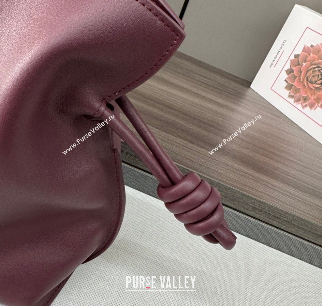 Loewe Flamenco Medium Clutch in Nappa Calfskin Leather Dark Burgundy 2026 262386 (Ys-260121075)