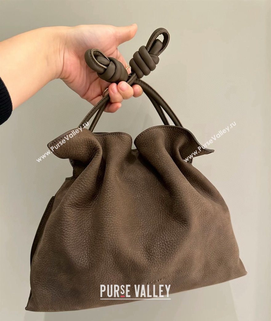 Loewe Medium Flamenco clutch bag in grained nubuck Tundra 2026 (nana-260121062)