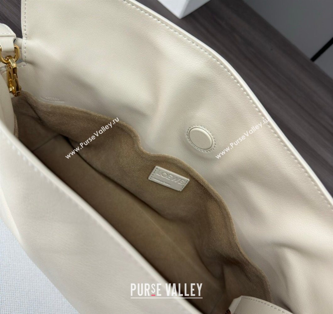 Loewe Flamenco Medium Clutch in Nappa Calfskin Leather Cream White 2026 262386 (Ys-260121081)