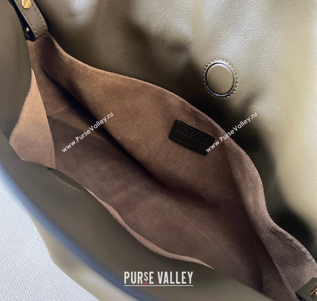 Loewe Flamenco Medium Clutch in Nappa Calfskin LeatherDark Kahki Green 2026 262386 (Ys-260121083)