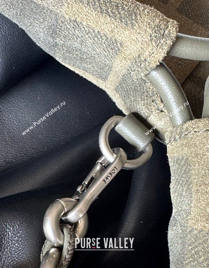 Loewe Medium Flamenco purse in tartan suede Khaki/Green 2026 1774 (nana-260121063)