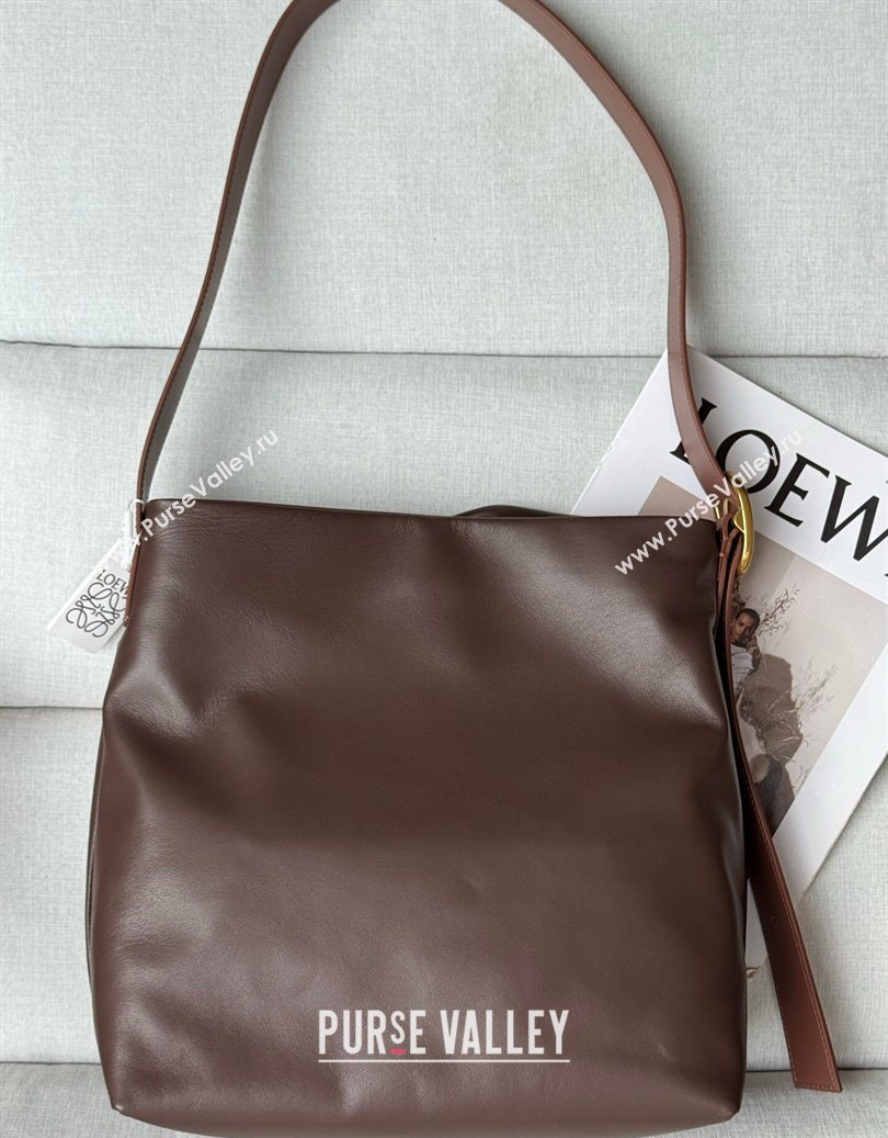 Loewe Draped tote bag in mellow nappa lambskin Leather Dark Chestnut Brown 2026 1781 (nana-260121092)