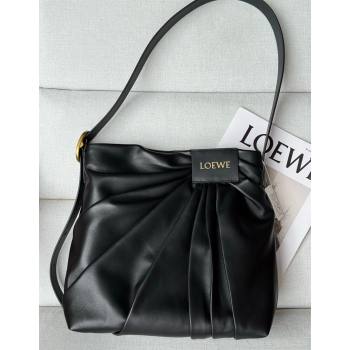 Loewe Draped tote bag in mellow nappa lambskin Leather Black 2026 1781 (nana-260121093)