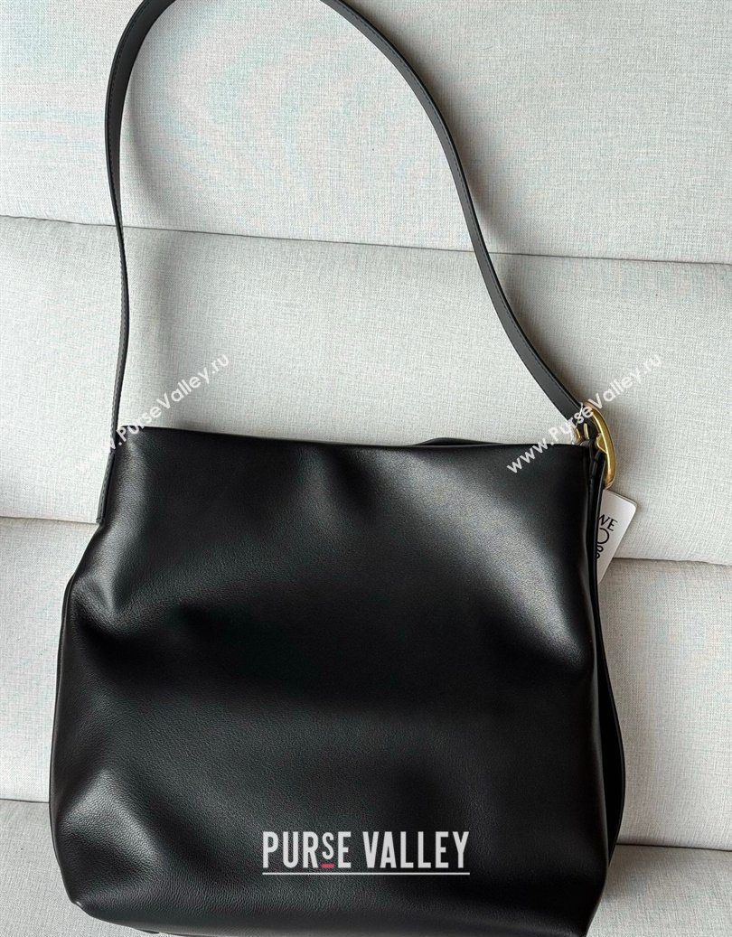 Loewe Draped tote bag in mellow nappa lambskin Leather Black 2026 1781 (nana-260121093)
