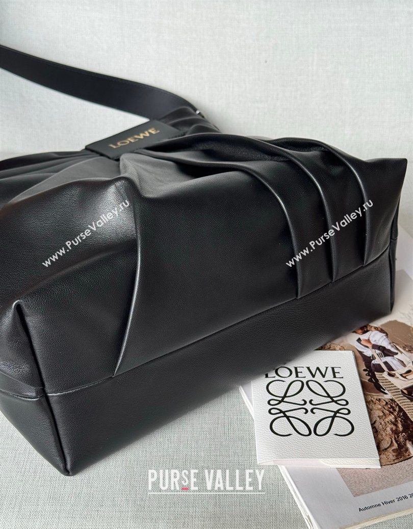 Loewe Draped tote bag in mellow nappa lambskin Leather Black 2026 1781 (nana-260121093)