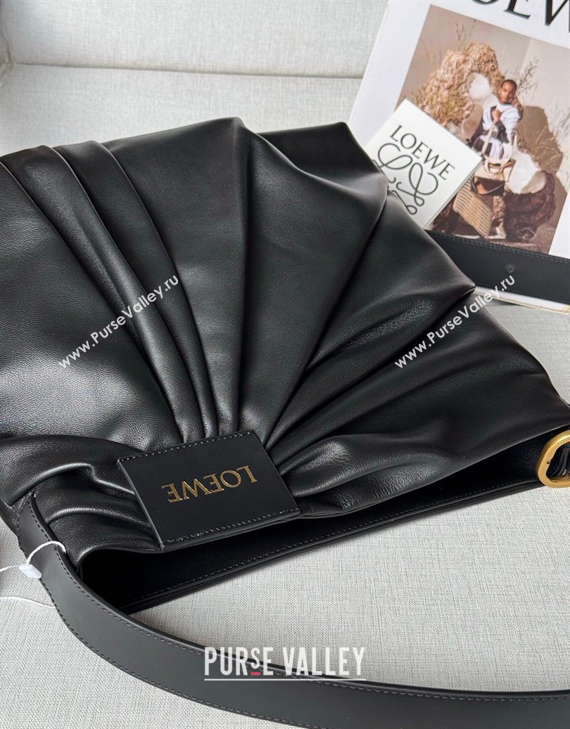 Loewe Draped tote bag in mellow nappa lambskin Leather Black 2026 1781 (nana-260121093)