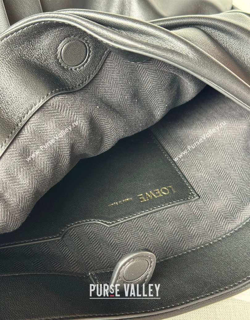 Loewe Draped tote bag in mellow nappa lambskin Leather Black 2026 1781 (nana-260121093)