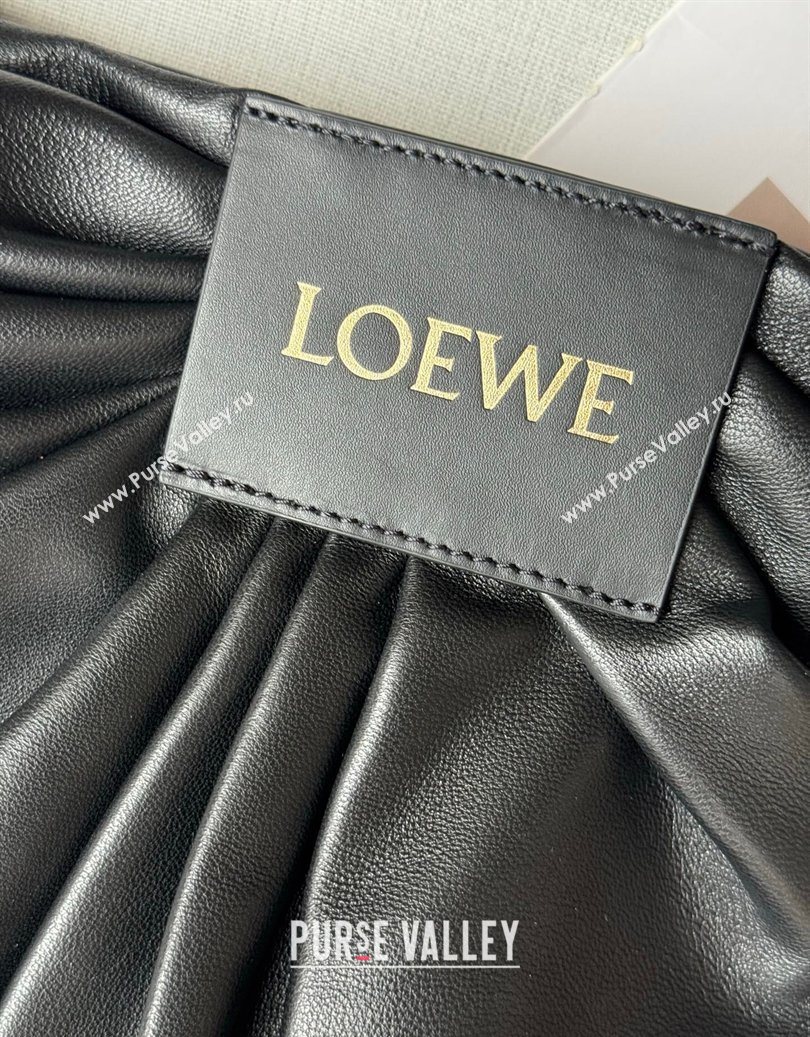 Loewe Draped tote bag in mellow nappa lambskin Leather Black 2026 1781 (nana-260121093)