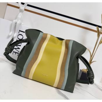 Loewe Medium Flamenco clutch bag Landscape in nappa calfskin leather Bottle Green/Ochre Yellow 2026 262585 (YY-260121064)